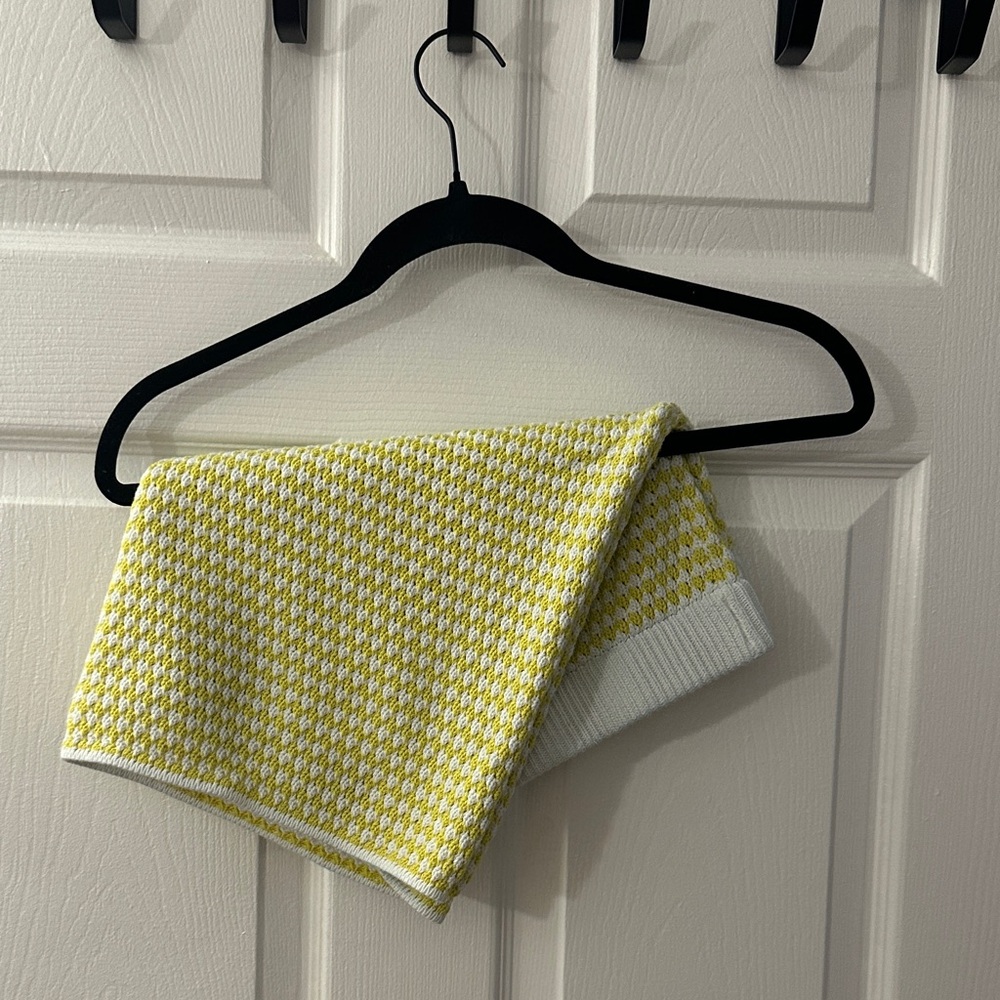 Yellow and White Knit Miniskirt